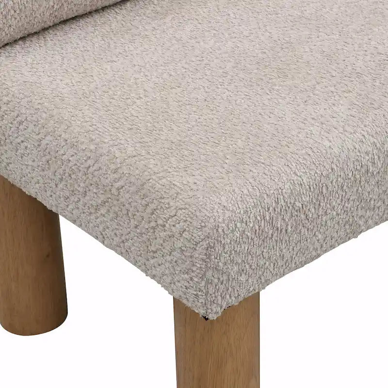 Boucle Fabric Dining Bench - Rubber Wood Legs