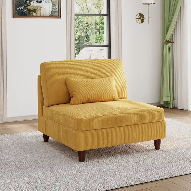 Fauteuil d’appoint sans accoudoirs en velours côtelé