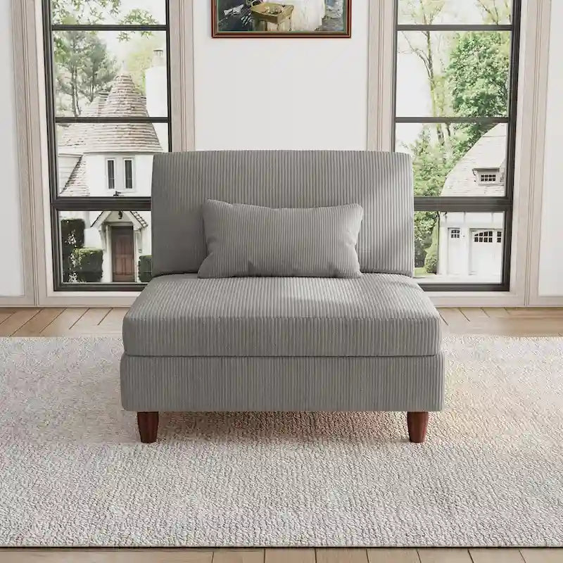 Fauteuil d’appoint sans accoudoirs en velours côtelé