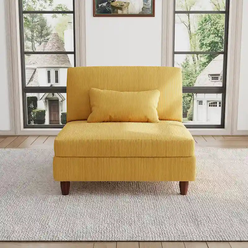 Corduroy Armless Chair Accent Chair Sofa