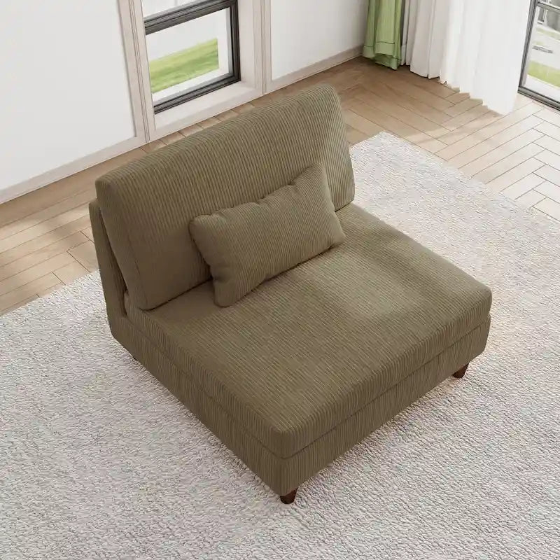 Corduroy Armless Chair Accent Chair Sofa