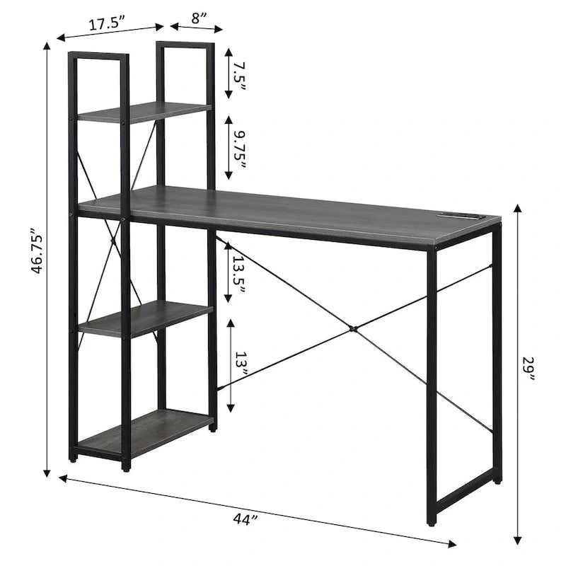 Office Workstation with Charging Station and Shelves