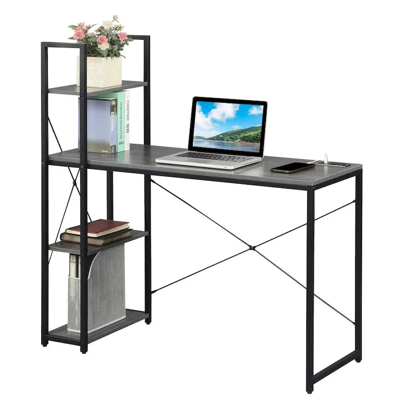 Office Workstation with Charging Station and Shelves