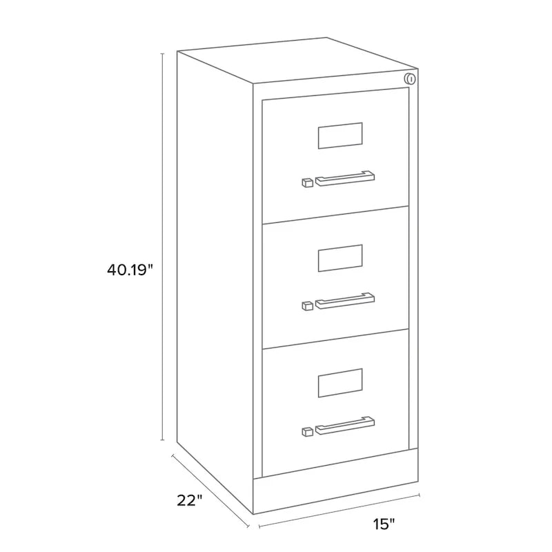 Archivador vertical de 22 pulgadas de profundidad, 3 cajones y tamaño para cartas