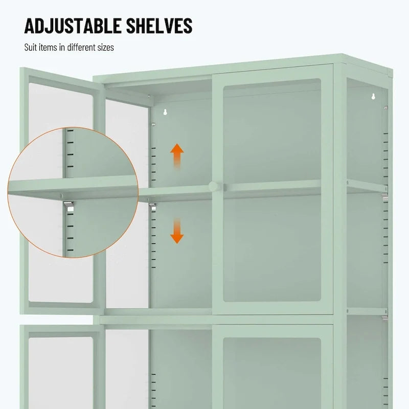 Notre armoire de rangement à portes vitrées et étagères réglables