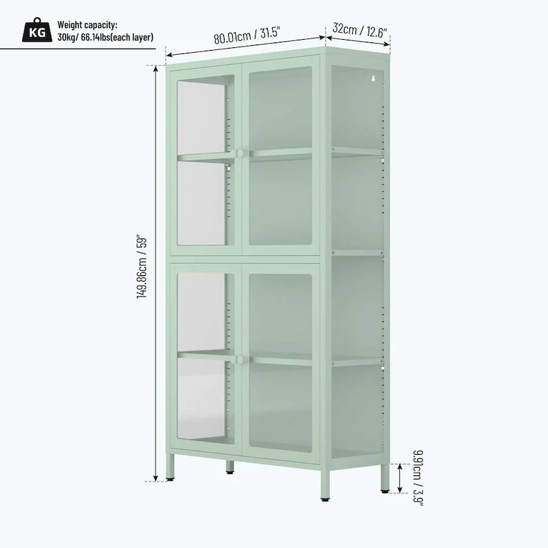 Notre armoire de rangement à portes vitrées et étagères réglables