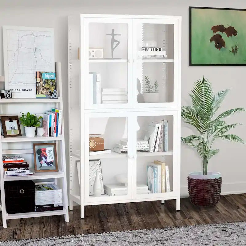 Notre armoire de rangement à portes vitrées et étagères réglables