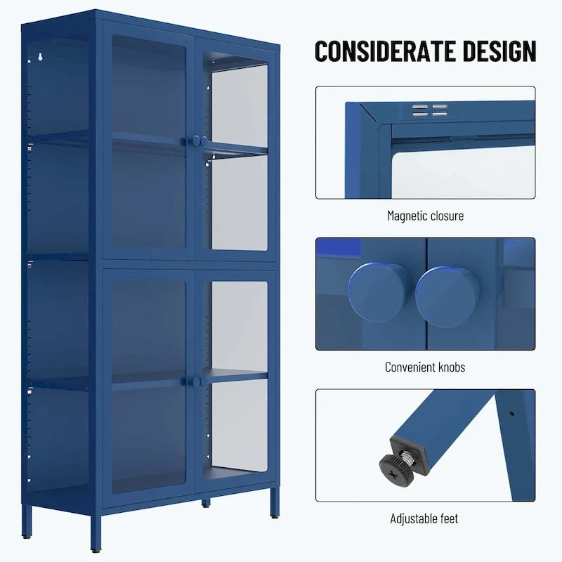 our Glass Door Storage Cabinet with Adjustable Shelves