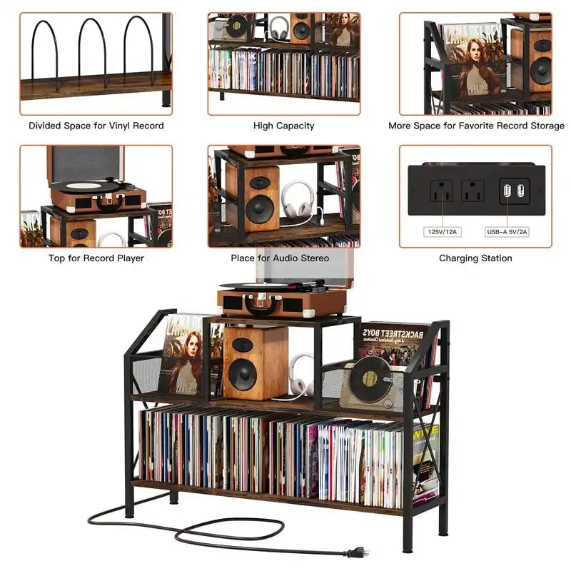 Meuble pour platine vinyle - 13.38D x 45.27W x 33.46H