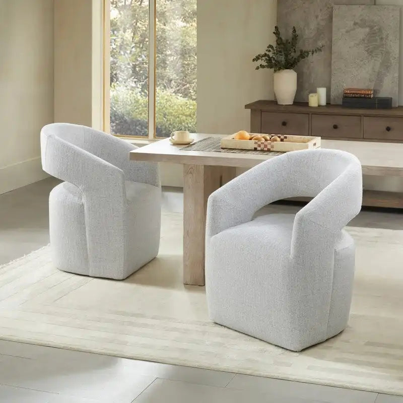 Joey Modern Barrel Dining Chair with Caster Wheels & Open Back Fully Assembled