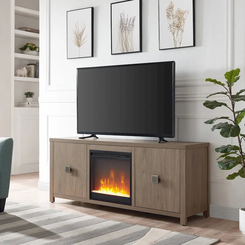 Mueble para TV de 58 pulgadas con chimenea de cristal integrada