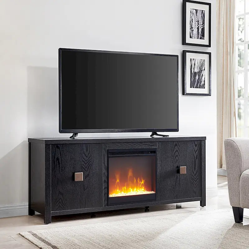 Mueble para TV de 58 pulgadas con chimenea de cristal integrada