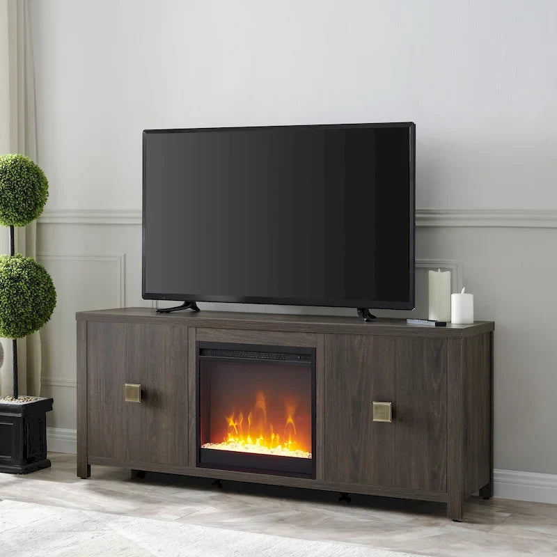 Mueble para TV de 58 pulgadas con chimenea de cristal integrada
