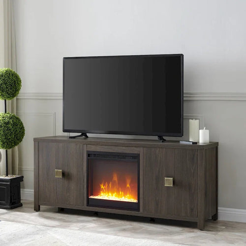 Meuble TV de 58 avec insert de cheminée en cristal