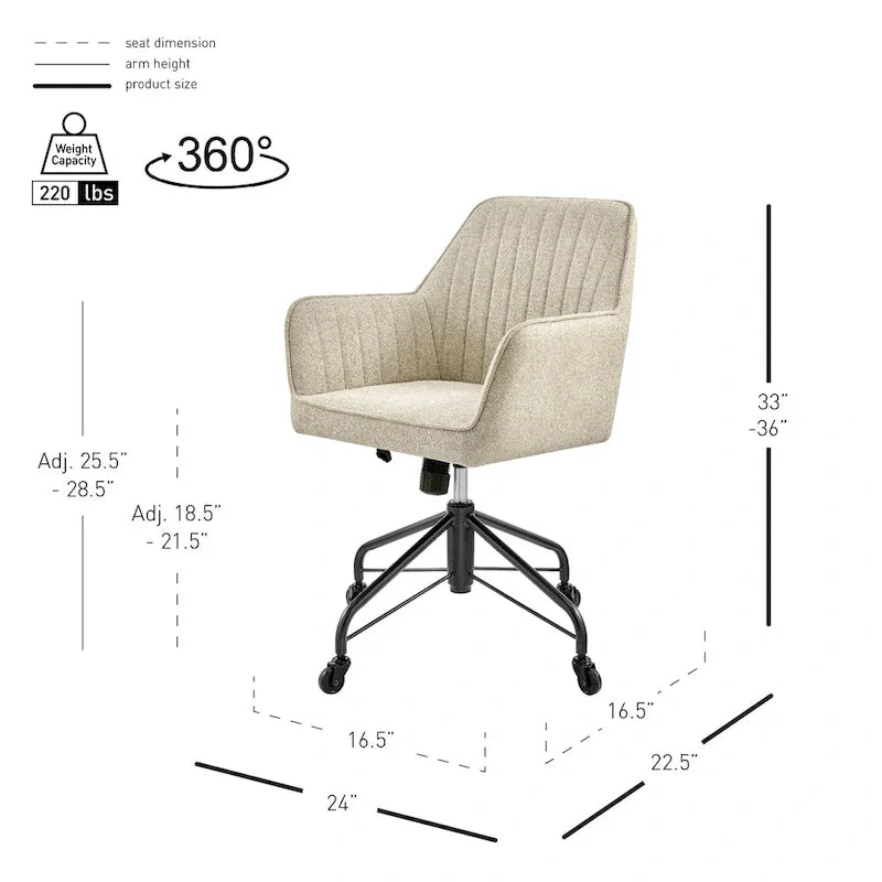 Fauteuil de bureau pivotant en tissu