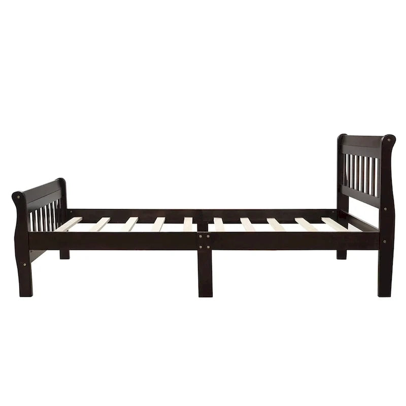Cama de plataforma de madera con cabecero y piecero
