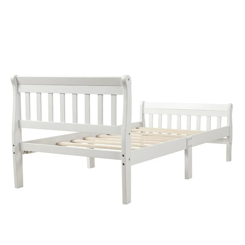 Cama de plataforma de madera con cabecero y piecero