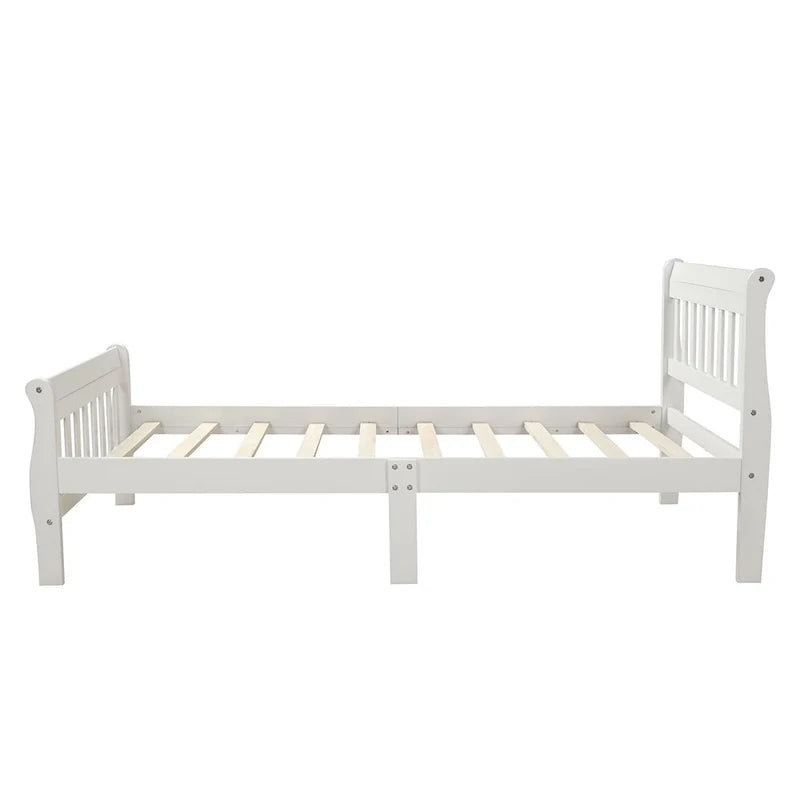 Cama de plataforma de madera con cabecero y piecero