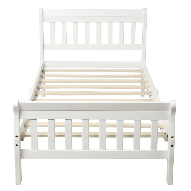 Cama de plataforma de madera con cabecero y piecero