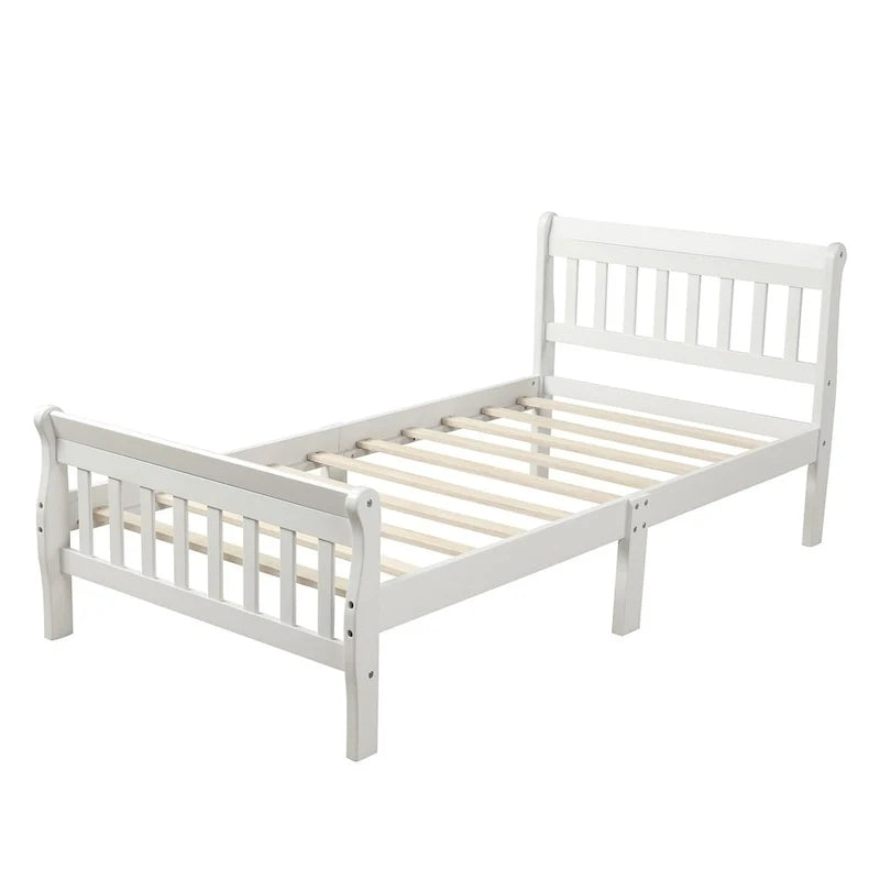 Cama de plataforma de madera con cabecero y piecero