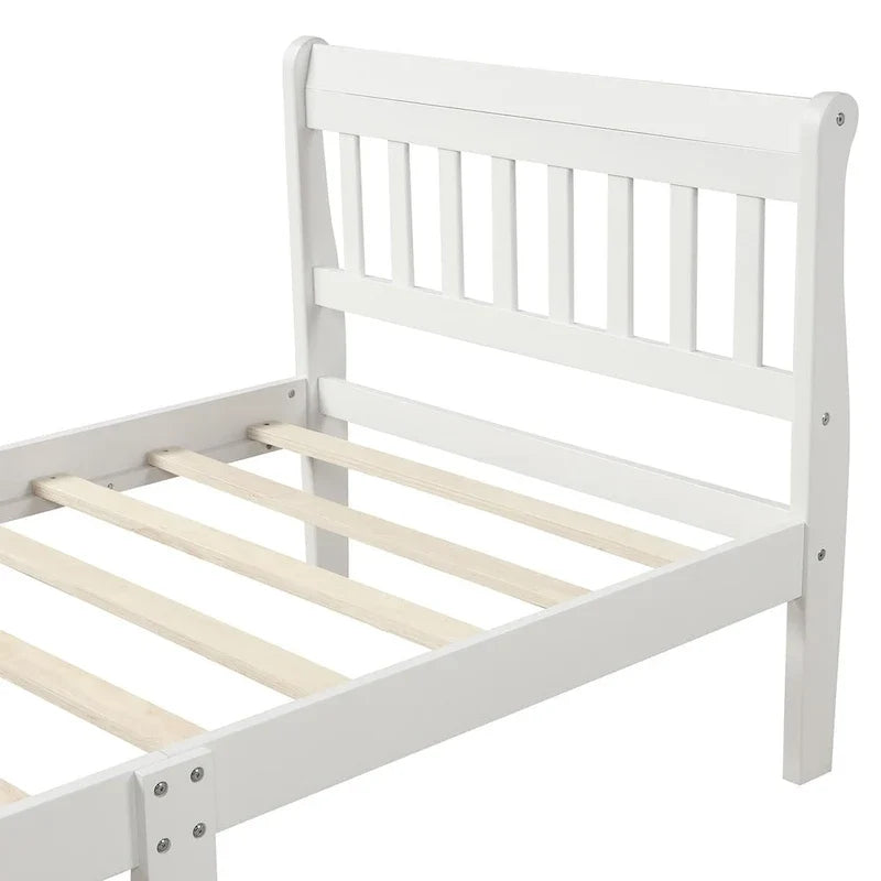 Cama de plataforma de madera con cabecero y piecero