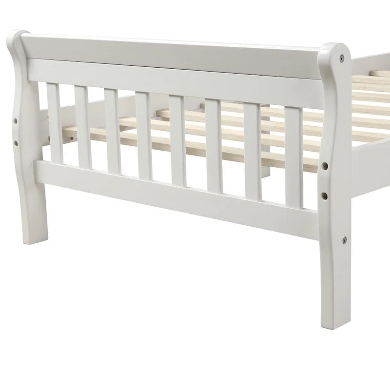Cama de plataforma de madera con cabecero y piecero