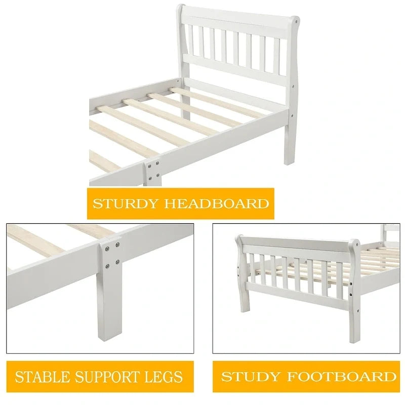 Cama de plataforma de madera con cabecero y piecero