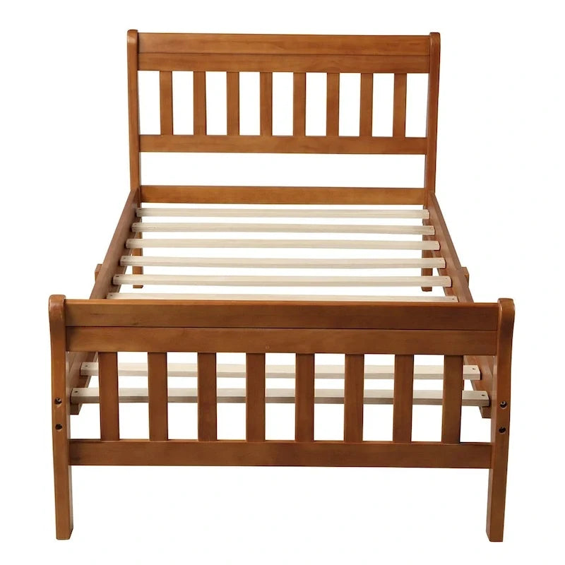 Cama de plataforma de madera con cabecero y piecero