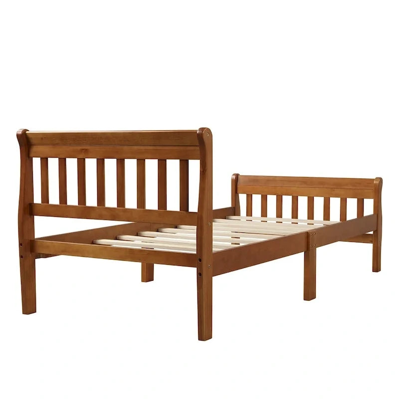 Cama de plataforma de madera con cabecero y piecero