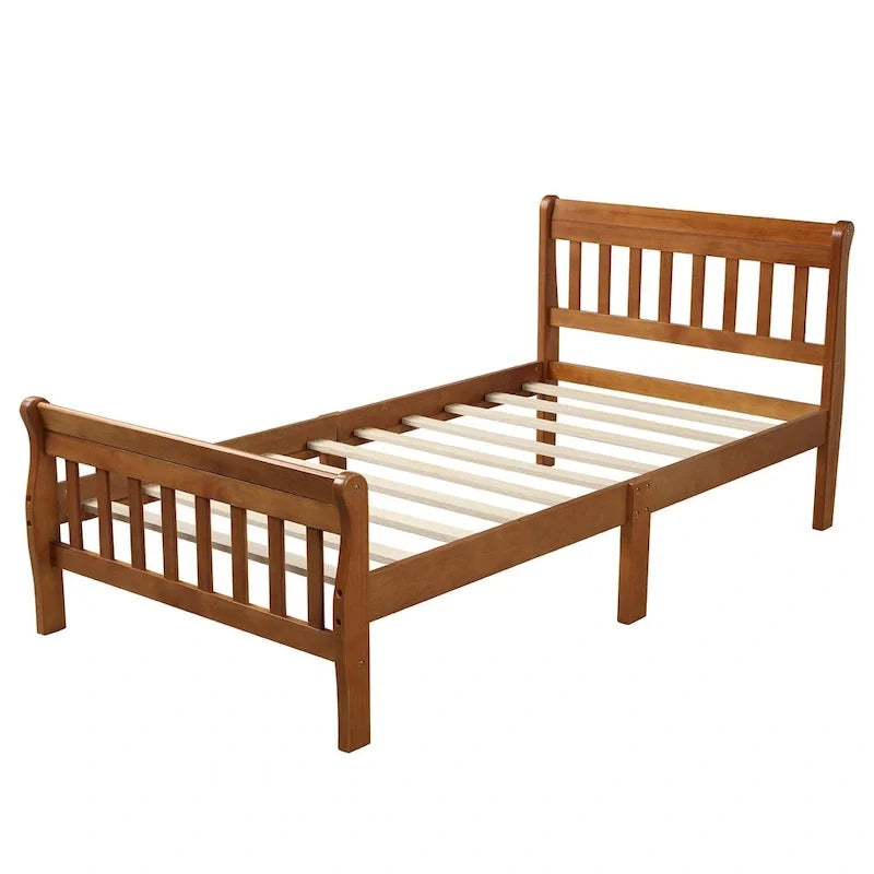 Cama de plataforma de madera con cabecero y piecero