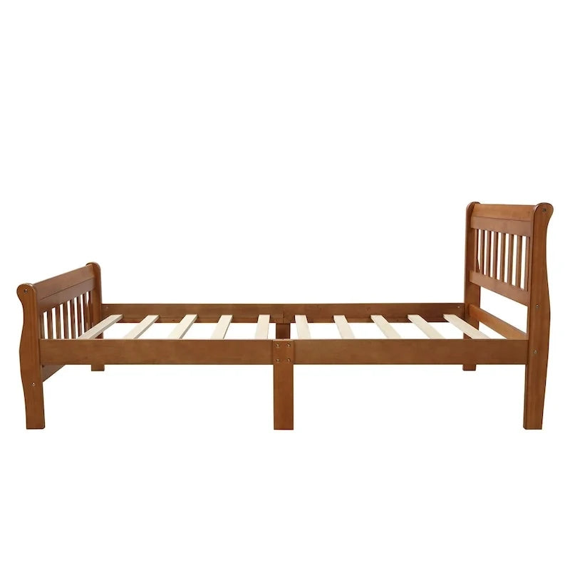 Cama de plataforma de madera con cabecero y piecero