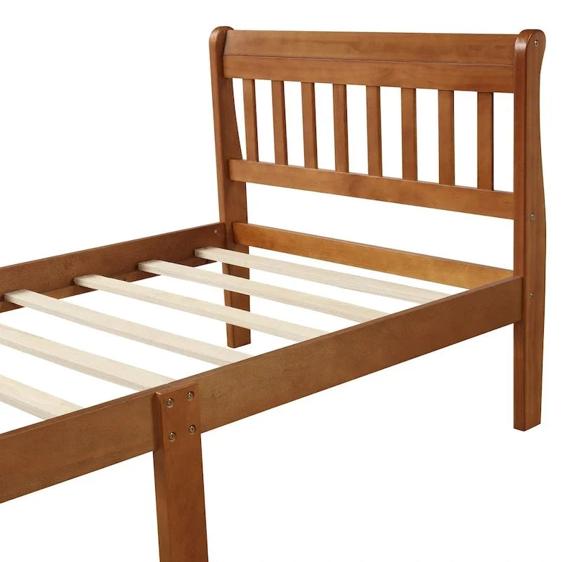 Cama de plataforma de madera con cabecero y piecero