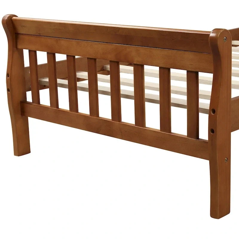 Cama de plataforma de madera con cabecero y piecero