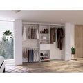 Closet System with Drawer, 3 Metal Rods, and 5 Open Shelves