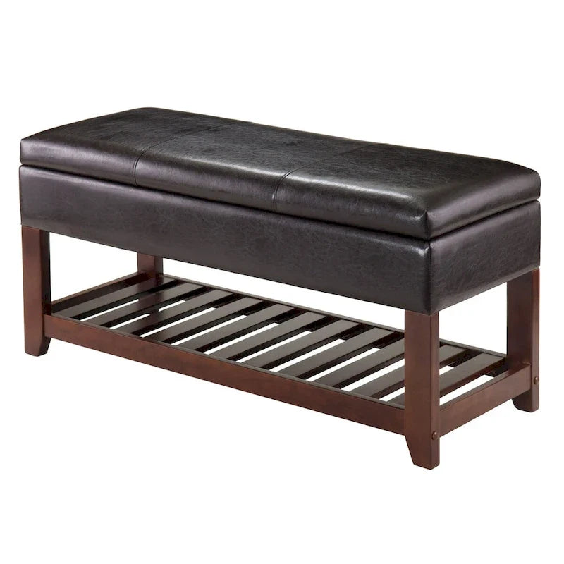 Monza Storage Chest Bench, Espresso and Walnut - 42.52W x 15.75D x 20.47