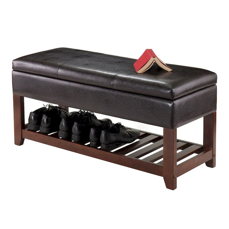 Banco arcón de almacenamiento, espresso y nogal - 42.52W x 15.75D x 20.47
