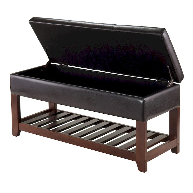 Banco arcón de almacenamiento, espresso y nogal - 42.52W x 15.75D x 20.47