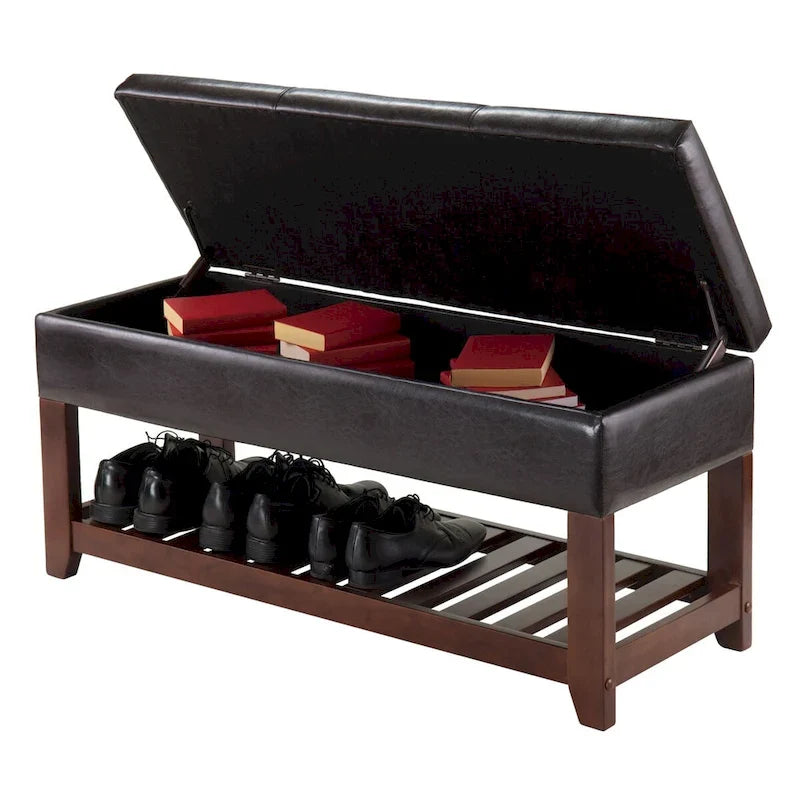 Banco arcón de almacenamiento, espresso y nogal - 42.52W x 15.75D x 20.47
