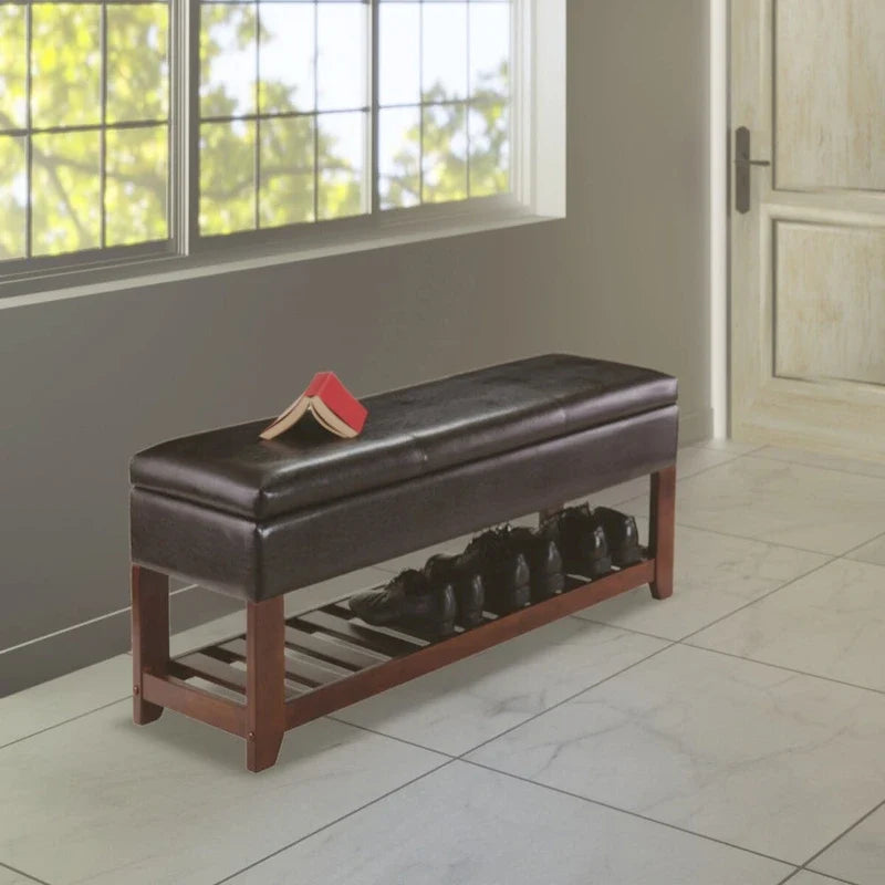 Storage Chest Bench, Espresso and Walnut - 42.52W x 15.75D x 20.47