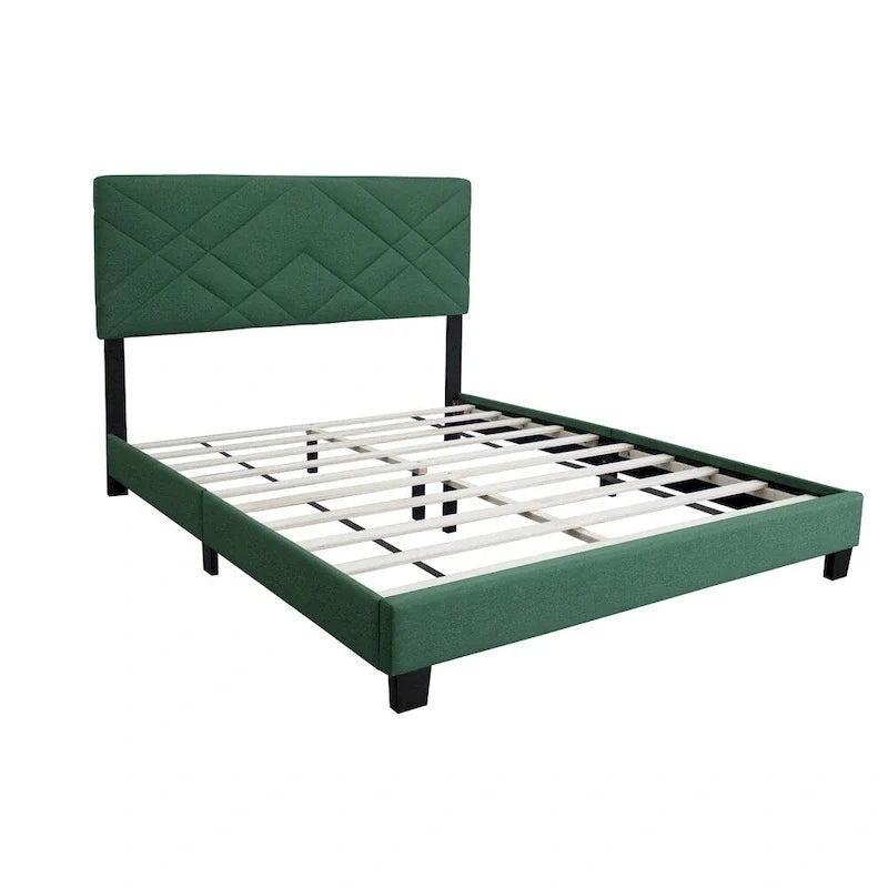 Estructura de cama tamaño queen con cabecero ajustable, no requiere somier
