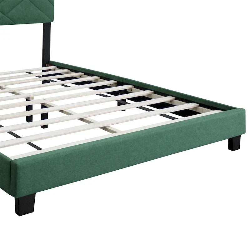 Queen Size Bed Frame with Adjustable Headboard, No Box Sping Require