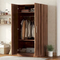 Armario de madera de 2 puertas con 3 estantes de almacenamiento, marrón (fecha de llegada prevista: 6.21)