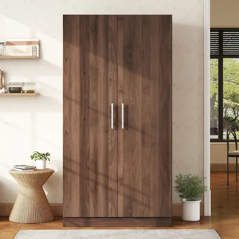 Armario de madera de 2 puertas con 3 estantes de almacenamiento, marrón (fecha de llegada prevista: 6.21)