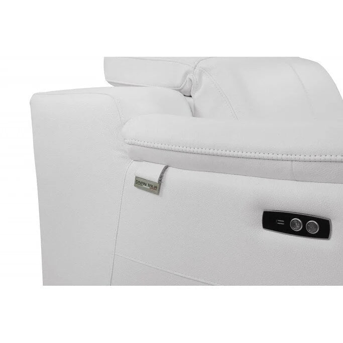 Ensemble d’assise d’intérieur blanc en cuir italien pour cinq personnes, en deux pièces