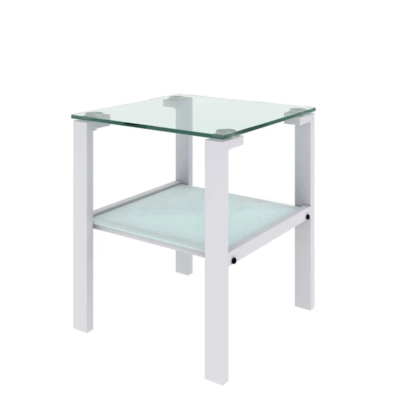 Set of 2, Glass two layer tea table, small round table, bedroom corner table, living room side table,Black