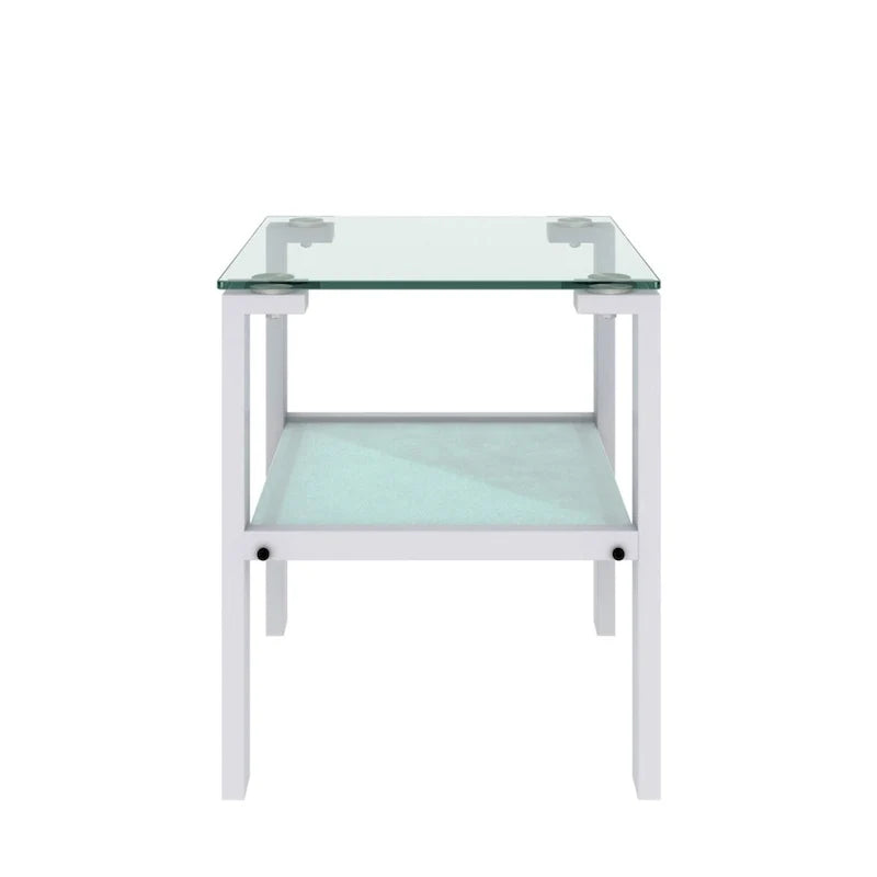 Set of 2, Glass two layer tea table, small round table, bedroom corner table, living room side table,Black