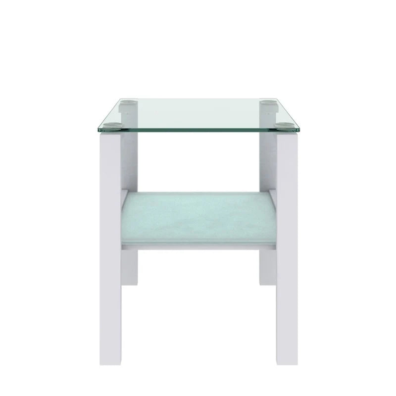 Set of 2, Glass two layer tea table, small round table, bedroom corner table, living room side table,Black