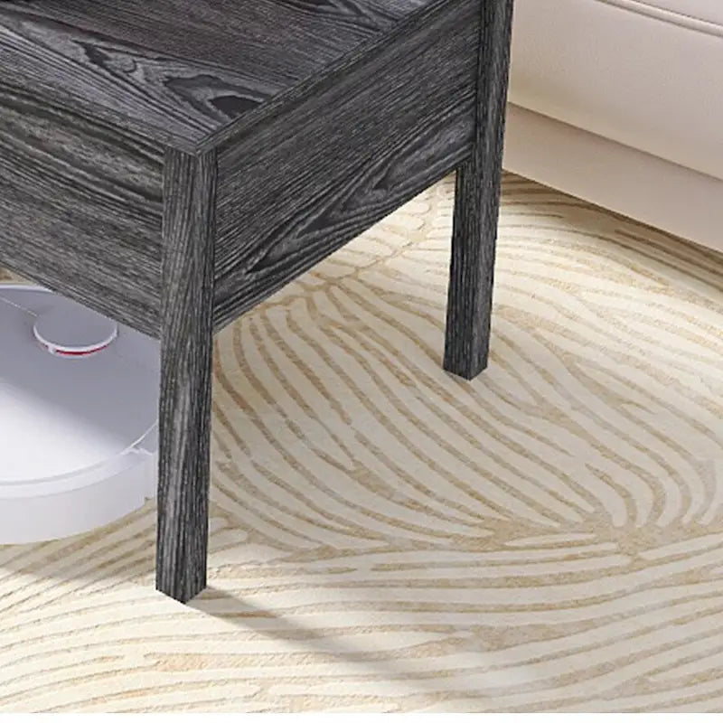 Mesa de centro moderna de madera gris claro con tapa elevable y almacenamiento oculto para la sala