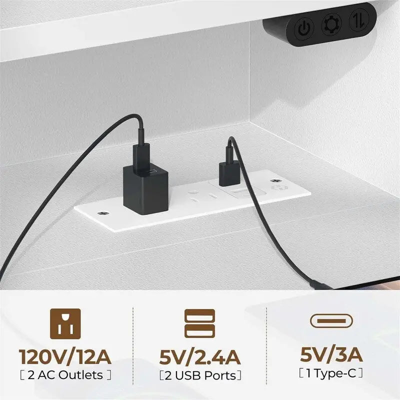 Bureau d’ordinateur de 39 pouces avec éclairage LED