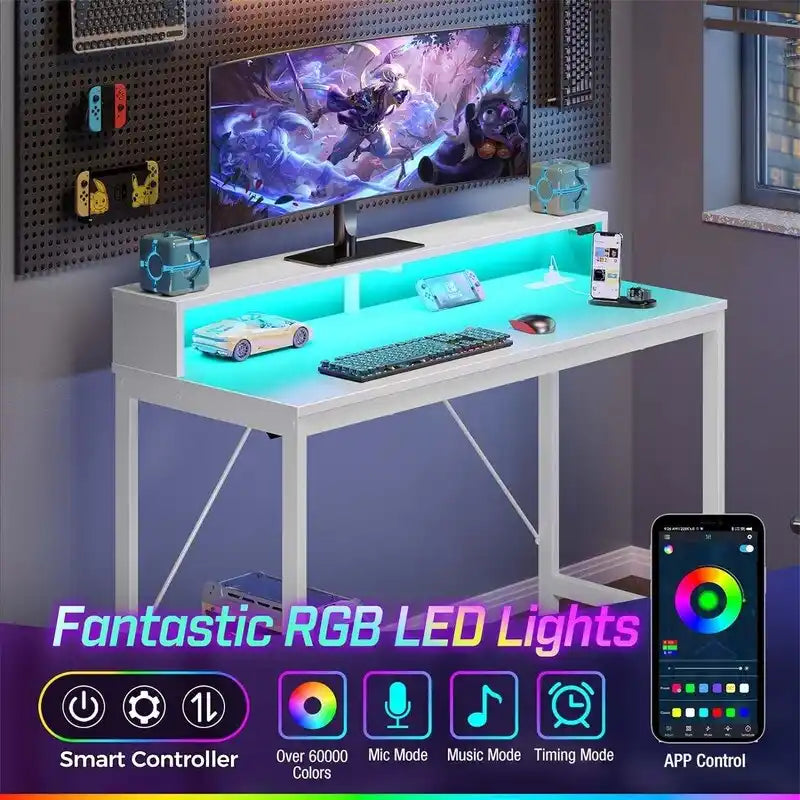 Bureau d’ordinateur de 39 pouces avec éclairage LED